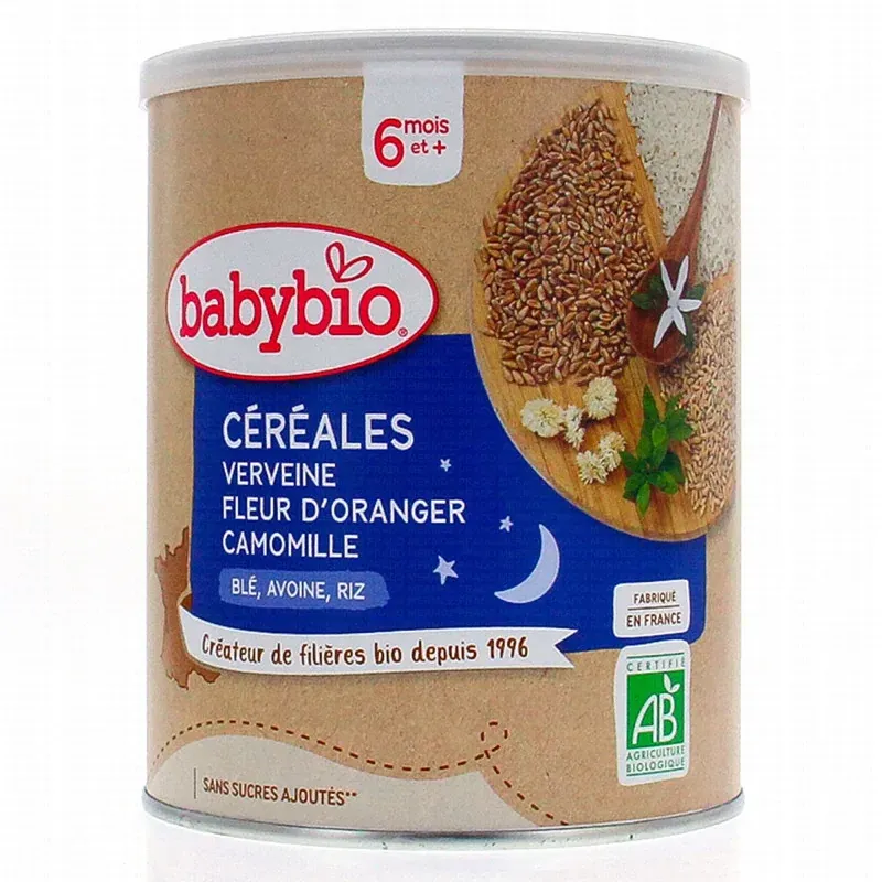Babybio Céréales Verveine Fleur d’Oranger Camomille 220G