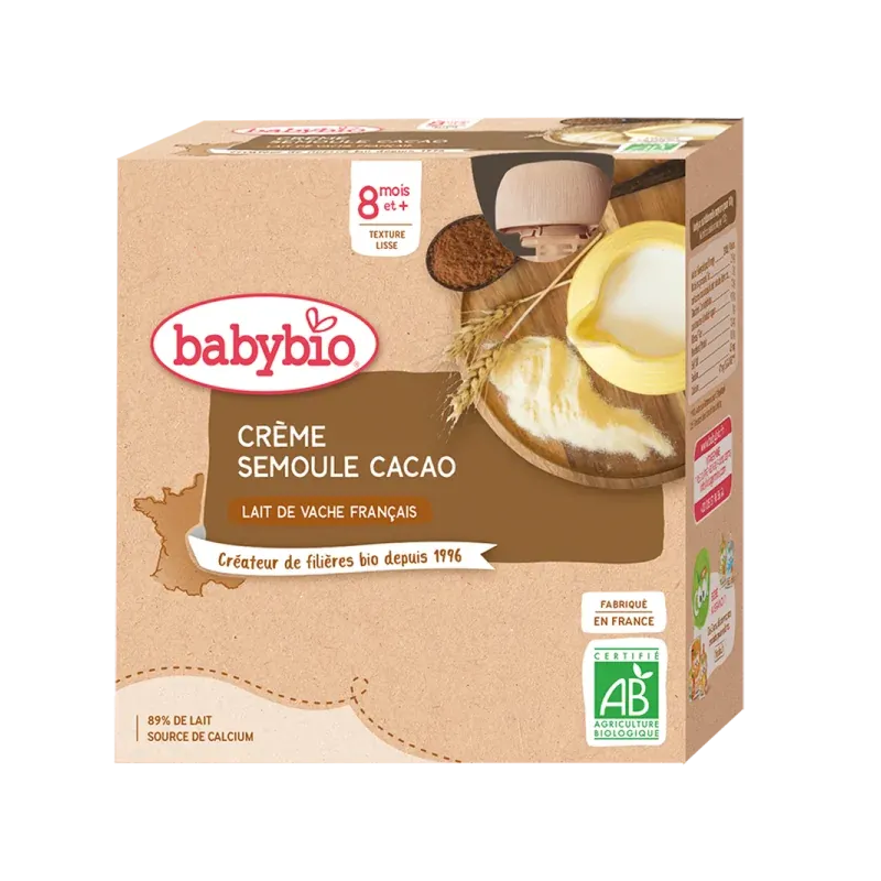 Babybio Crème Semoule Cacao 4x85G