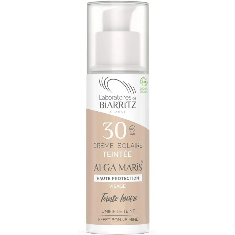 Biarritz ALGAMARIS - Crème solaire Visage Teintée SPF30 ivoire