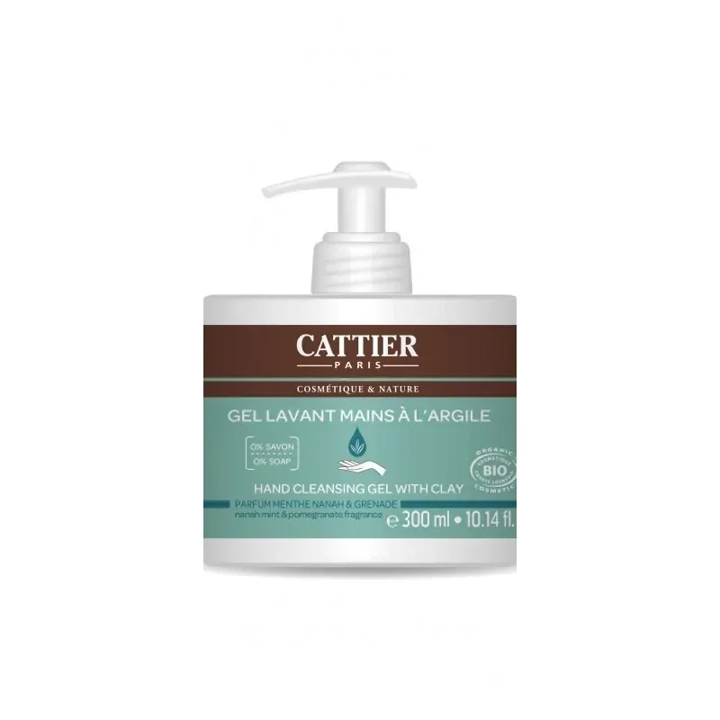 Cattier GEL LAVANT MAINS A L'ARGILE BIO - MENTHE & GRENADE 300ml