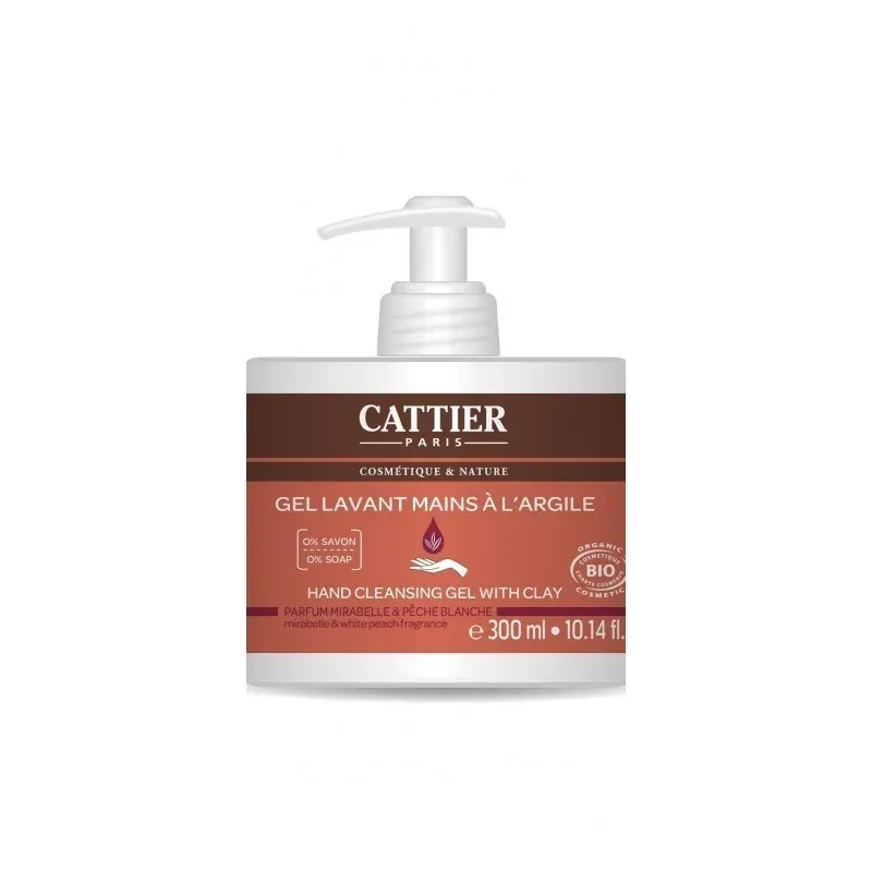Cattier GEL LAVANT MAINS A L'ARGILE BIO - PECHE & MIRABELLE 300ml