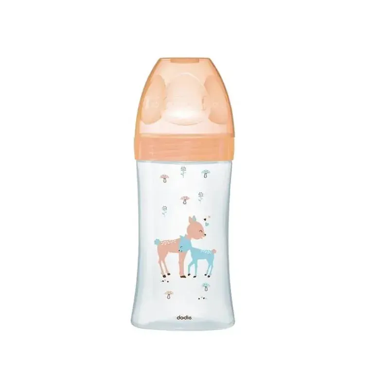 DODIE BIBERON SENS+ VERRE 270ML BEIGE BICHE 0-6 M TÉT PLATE D2