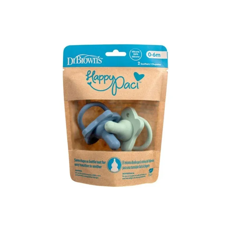 DR BROWN'S HAPPYPACI 2 SUCETTES SILICONE 0-6 MOIS