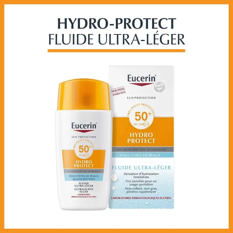 EUCERIN HYDRO PROTECT FLUIDE ULTRA LEGER SPF 50+ TOUS TYPES DE PEAUX
