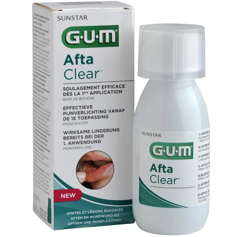 GUM AFTACLEAR BAIN DE BOUCHE APHTES ET LESIONS BUCCALES 120ML REF 2410
