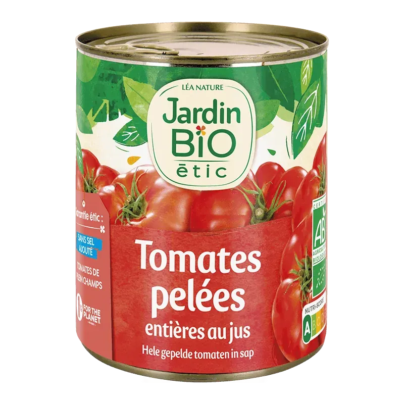 JARDIN BIO TOMATES PELEES ENTIERES 800G