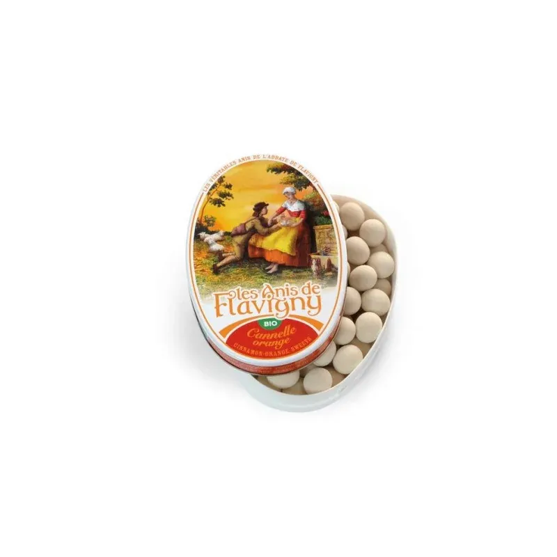 LES ANIS DE FLAVIGNY BOITE DE BONBONS A LA CANNELLE ORANGE