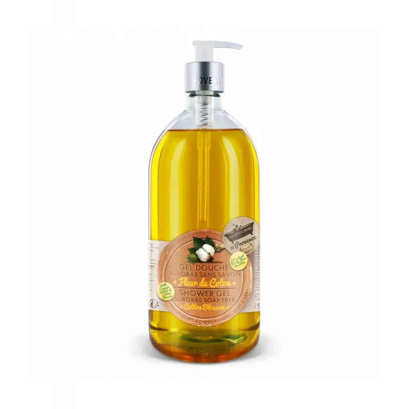 LES PETITS BAINS DE PROVENCE GEL DOUCHE FLEUR DE COTON FLACON 1 LITRE