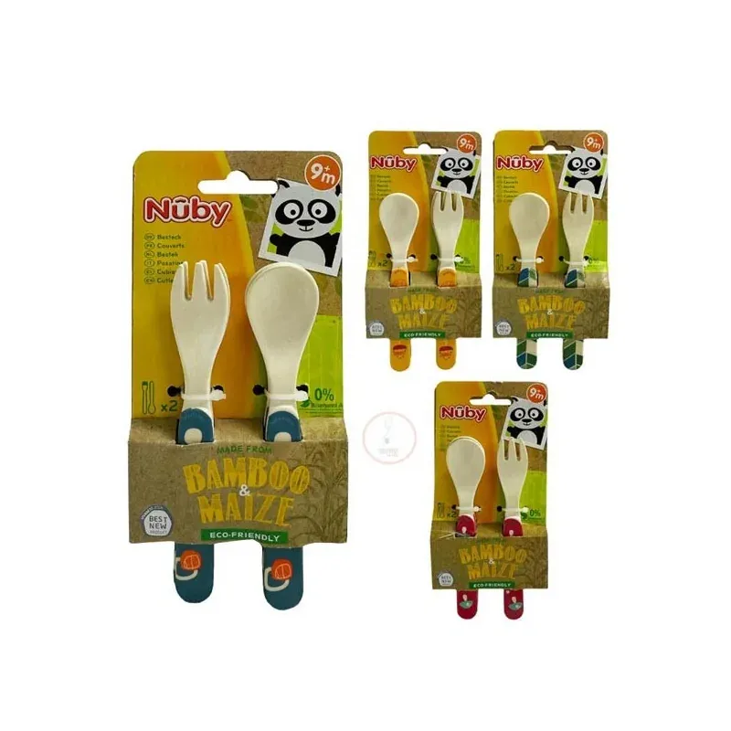 Nuby Bamboo & Maize Eco-Friendly Baby Cutlery 4pcs (2 Set) From 9m+ ID5499