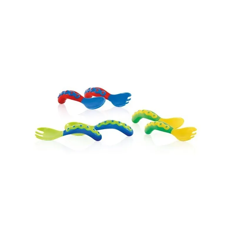 NUBY Set de couverts (cuillère + fourchette) 1ere age +9 mois - ID5253