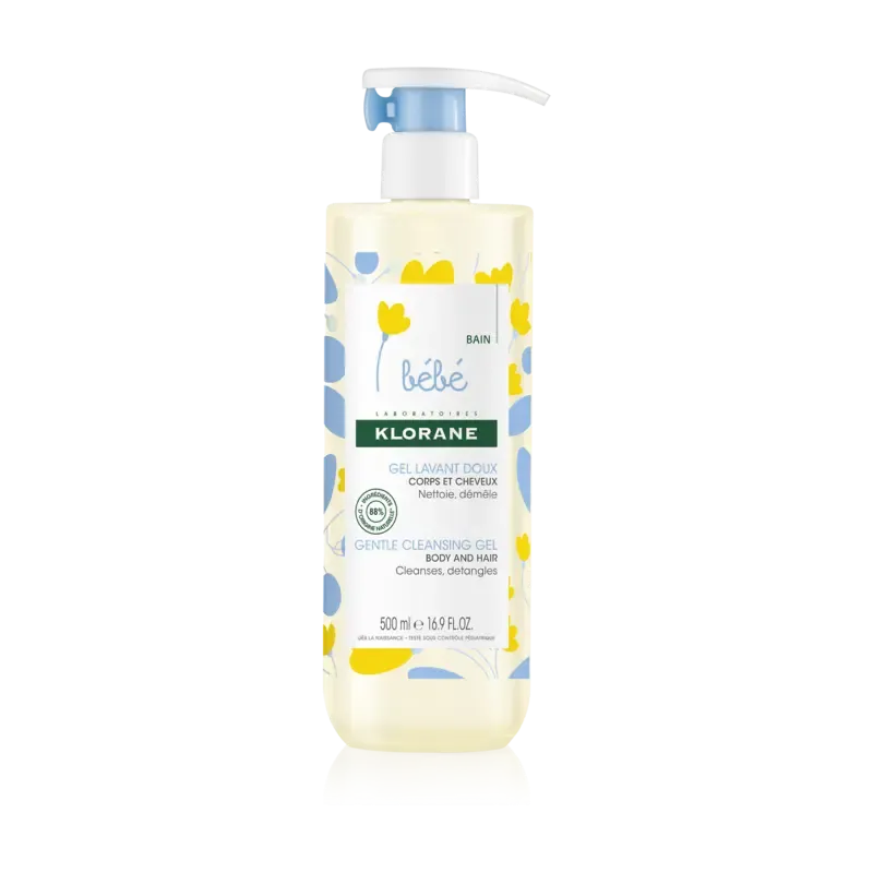 Klorane - Gel lavant doux au Calendula apaisant - Bébé - Corps et cheveux - Peau normale 500 ml