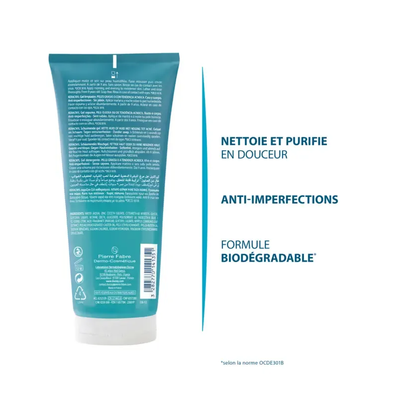 Ducray – Keracnyl Gel moussant – 200 ml