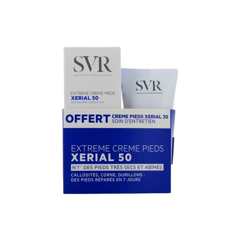 SVR XERIAL 50 EXTREME CREME PIEDS 40ML ACHETE + XERIAL 30 CREME PIEDS 50ML OFFERT