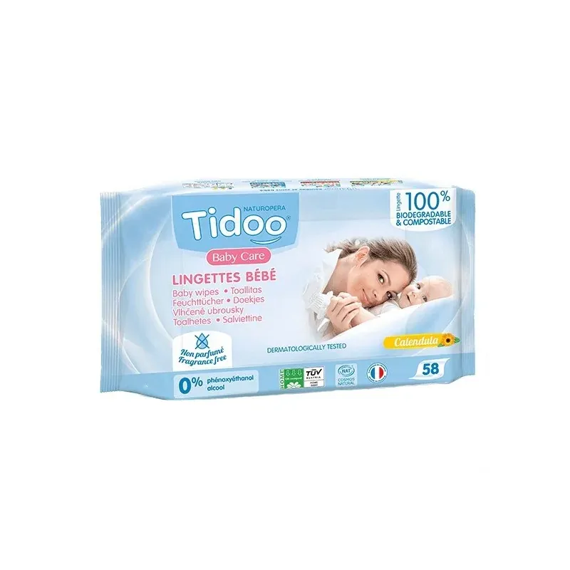 TIDOO Lingettes sans Parfum au Calendula X58
