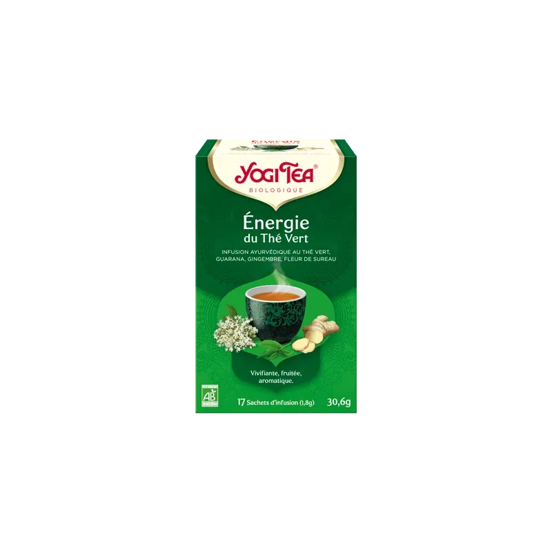YOGI TEA Energie du thé vert 17x 2g (Thé vert, citronnelle, guarana, menthe poivrée, gingembre)