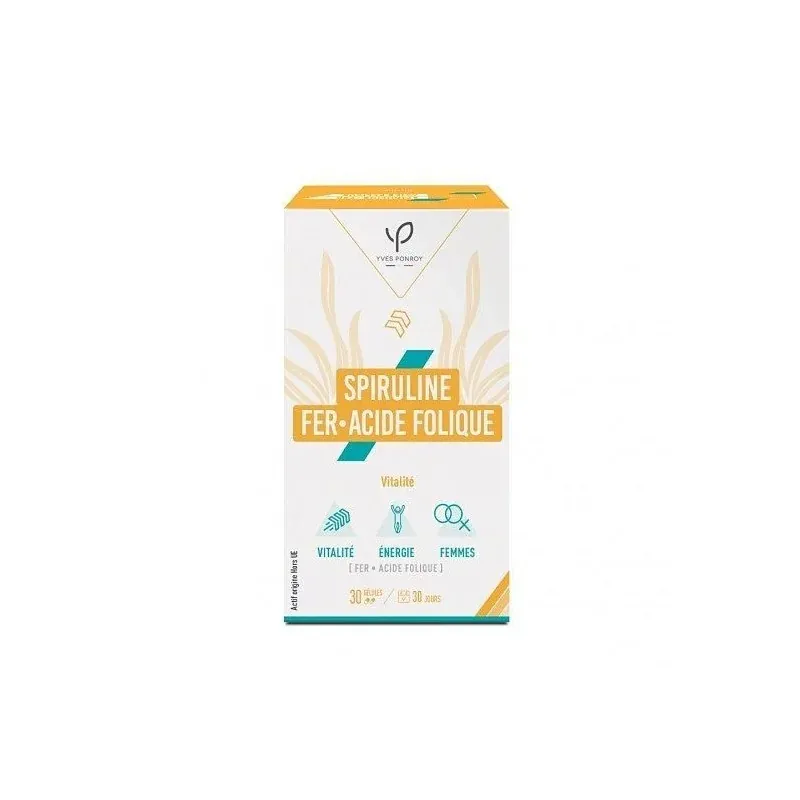 yves ponroy Spiruline - Fer - Acide folique 30 gélules